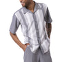 Urban Stripe Collection: Men's Vertical Stripes 2-Piece Walking Suit Set in Grey - 2405