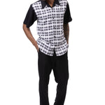 Charm Collection: Montique Checker Plaid 2-Piece Walking Suit Set in Black -2406