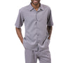 HueHarmony Collection: Montique Tone on Tone 2-Piece Walking Suit Set in Grey -2408