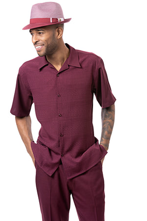 Harmony Collection: Montique's Men's Tone on Tone Walking Suit Set In Wine -2415