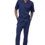 Cinch Collection: Montique's Tone on Tone Walking Suit Set In Navy -2417