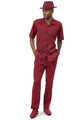 Cinch Collection: Montique's Tone on Tone Walking Suit Set In Rhubarb -2417