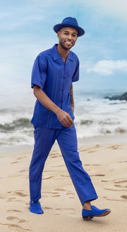 Cinch Collection: Montique's Tone on Tone Walking Suit Set In Royal -2417