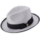 Pandora Collection: Montique  Black Striped Fedora Hat with Ribbon Band