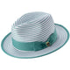 Pandora Collection: Montique Emerald Striped Fedora Hat with Ribbon Band