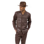 Pallas Collection: Montique Brown Grid Pattern Long Sleeve Walking Suit - 2451