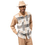 Cleopatris Collection: Camel Matrix Plaid Long Sleeve Walking Suit - 2490