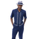 Deimos Collection: Montique's Men’s Navy Geometric Walking Suit