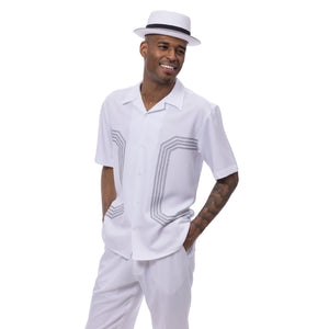 Magnetar Collection: Montique's Men’s White Embroidered Walking Suit
