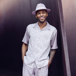 Equatorial Collection: Montique's Men’s Mauve Floral Walking Suit