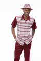 Tucana Collection: Montique Men’s Burgundy Geometric Checkered Walking Suit