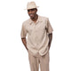 Serpens Collection: Montique's Men’s Beige Tonal Check Walking Suit