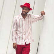 Horizon Collection: Montique Men’s Long Sleeve 2-Piece Walking Suit Set In Red