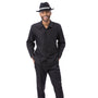 Crest Collection: Montique Men’s Black Textured Pattern Long Sleeve 2-Piece Walking Suit Set
