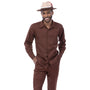 Regalia Collection: Montique Men’s Brown Tone-on-tone Long Sleeve 2-Piece Walking Suit