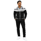 Stacy Adams 2587 black plaid trimmed 2-piece warmup track set