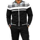 Stacy Adams 2587 black plaid trimmed 2-piece warmup track set - detail view