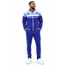 Stacy Adams 2587 blue plaid trimmed 2-piece warmup track set