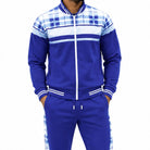 Stacy Adams 2587 blue plaid trimmed 2-piece warmup track set - detail view