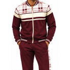 Stacy Adams 2587 burgundy plaid trimmed 2-piece warmup track set - detail view