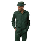 Hunter tonal patchwork long sleeve 2-piece walking suit by Montique front view