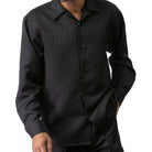 Black Montique long sleeve walking suit with tone-on-tone textured shirt front detail