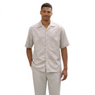 white poly jacquard 2-piece walking suit set by Stacy Adams front view