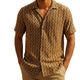 Brown Textured Novelty Short Sleeve Shirt by Stacy Adams