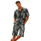 stacy adams grey mesh print 2-piece short set 