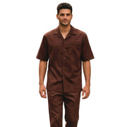 Brown Pleated Pintuck Linen 2-Piece Walking Suit Set by Stacy Adams