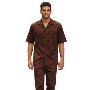 Brown Pleated Pintuck Linen 2-Piece Walking Suit Set by Stacy Adams