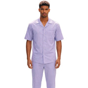 Lavender Pleated Pintuck Linen 2-Piece Walking Suit Set by Stacy Adams