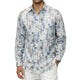 White Abstract Linen Print Long Sleeve Shirt