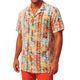 White Linen Multicolor Print Short Sleeve Shirt