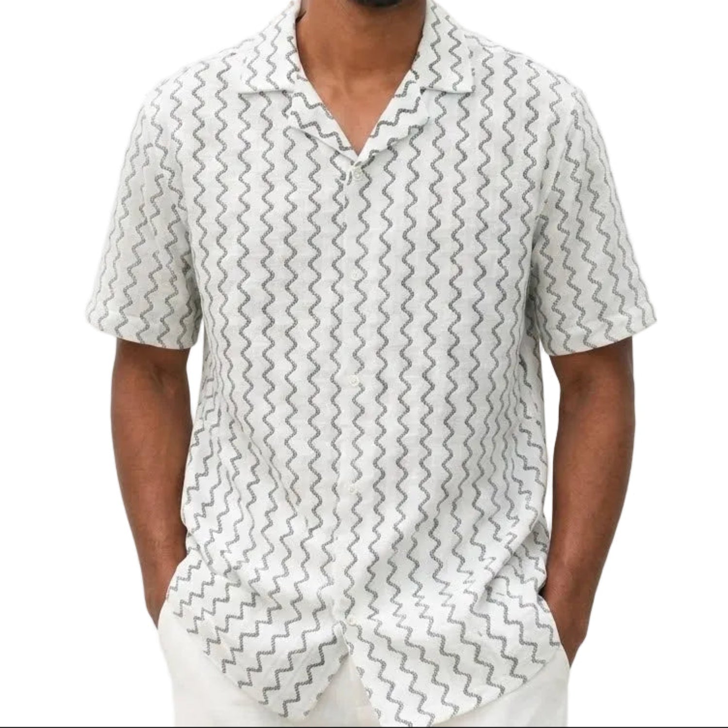 White textured novelty short sleeve shirt by Stacy Adams