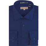 Coronis Collection: Henry Picard Navy Solid Long Sleeve Button-Up Shirt with Front Pocket