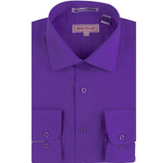 Coronis Collection: Henry Picard Purple Solid Long Sleeve Button-Up Shirt with Front Pocket