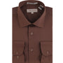 Coronis Collection: Henry Picard Brown Solid Long Sleeve Button-Up Shirt with Front Pocket