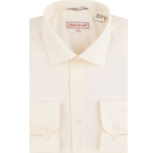 Coronis Collection: Henry Picard Ivory Solid Long Sleeve Button-Up Shirt with Front Pocket