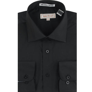 Black Solid Long Sleeve Button Up Shirt with Front Flap Pockets