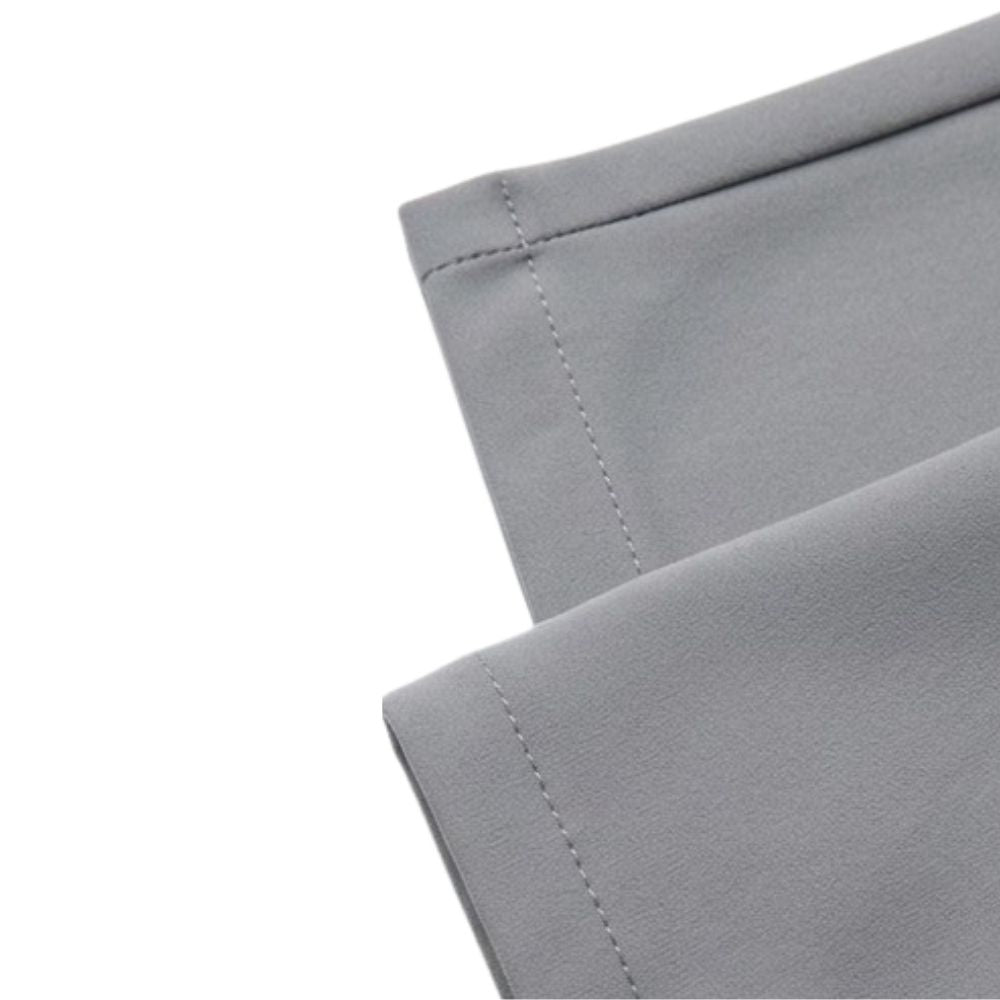 Stacy Adams grey 4-way stretch adjustable waistband pants hem detail