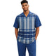 Blue 2-Piece Prism Plaid Short Sleeve Walking Suit by Stacy Adams