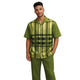 Olive 2-Piece Prism Plaid Short Sleeve Walking Suit by Stacy Adams