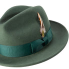 hunter wide brim wool felt pinch crown fedora hat Lightfelt construction by Montique