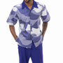 Montique Purple Abstract Design Walking Suit 2 Piece SHORTS SET 72204