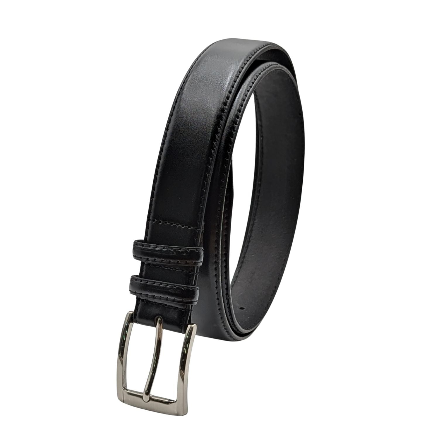 Men's Classic Black Leather Belt with Silver Buckle – Belmor Collection, Belt-50