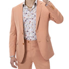 salmon linen suit notch lapel jacket classic fit front detail