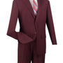 Prestigio Collection: Burgundy 2 Piece Solid Color Single Breasted Regular Fit Suit