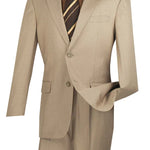 Prestigio Collection: Beige 2 Piece Solid Color Single Breasted Regular Fit Suit