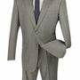Prestigio Collection: Grey 2 Piece Solid Color Single Breasted Regular Fit Suit